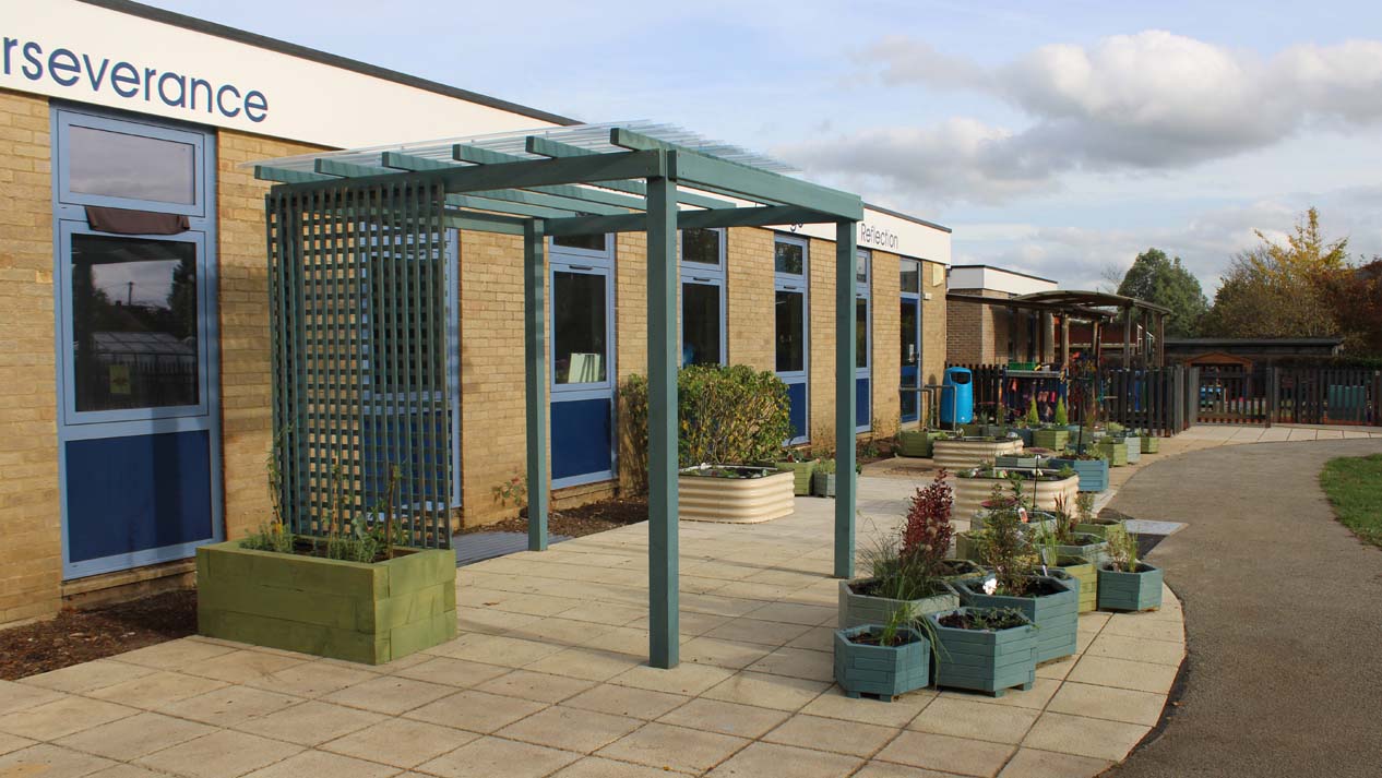 Finished wellbeing garden at Melton Primary School in Suffolk