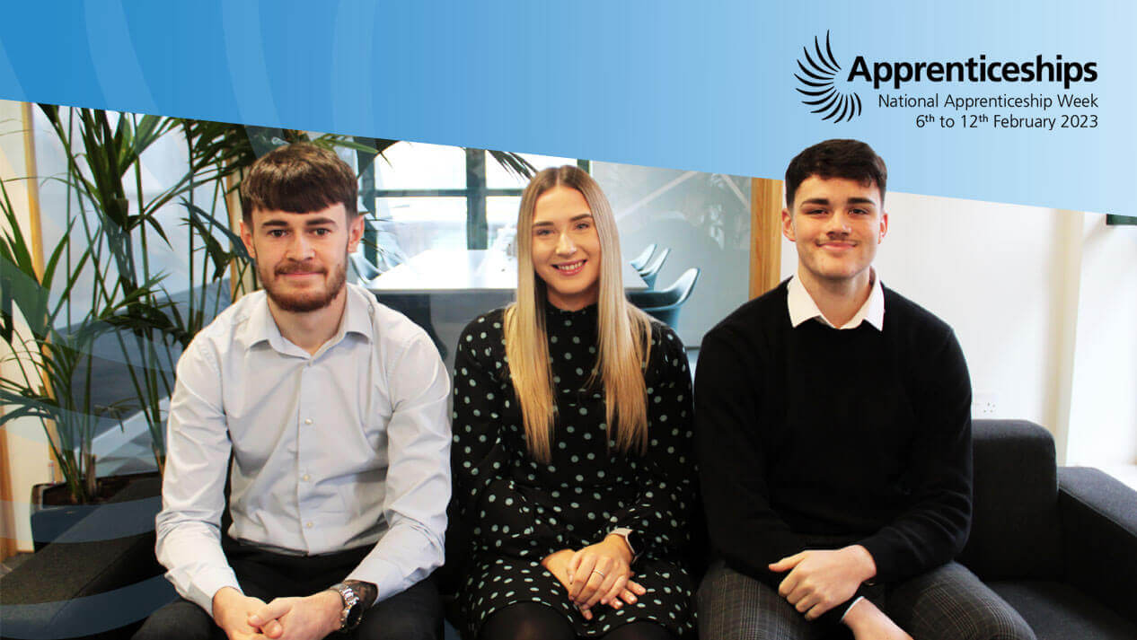 A selection of apprentices celebrating National apprenticeship week at Concertus Desgin and property Consultants