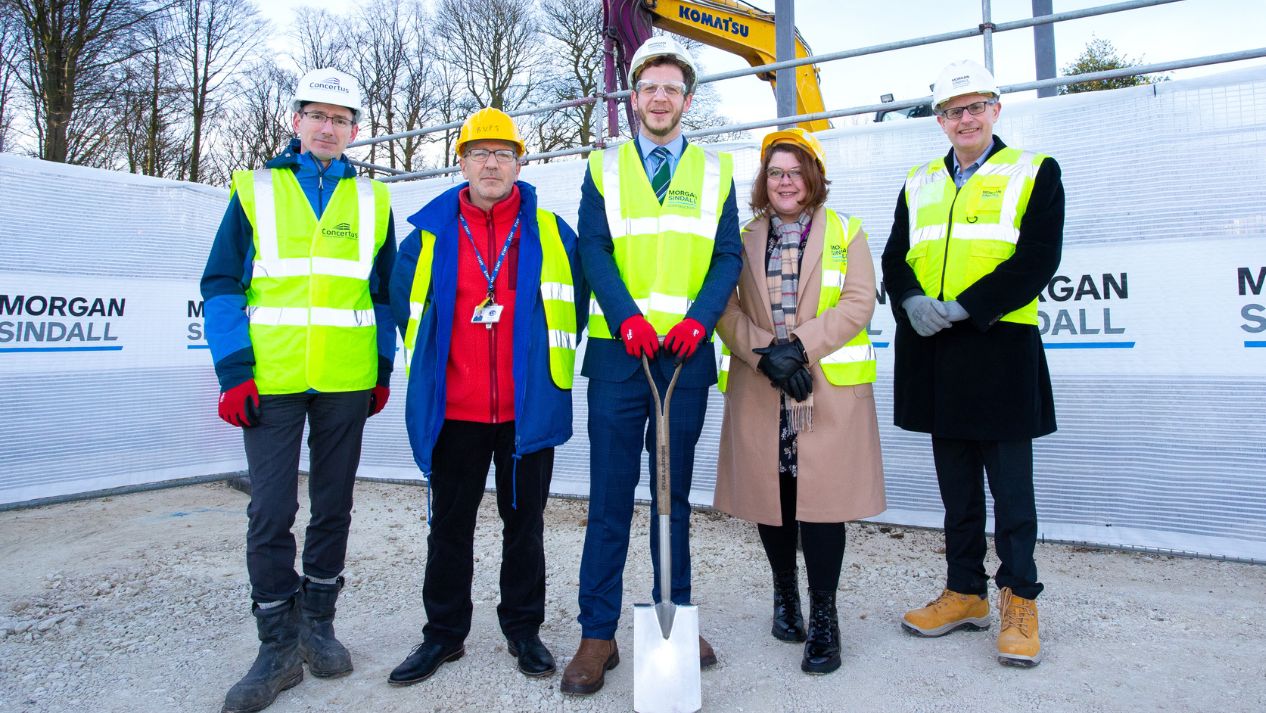 Concertus, Morgan Sindall and Derbyshire County Council representatives celebrate work getting underway at Bramley Vale